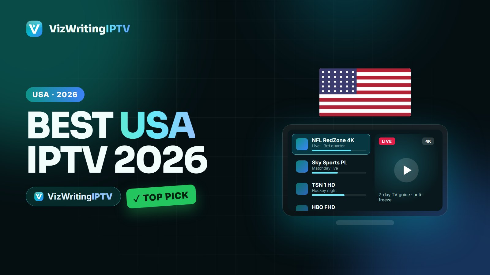 Best USA IPTV 2026 - VizWriting IPTV review and top pick for the United States