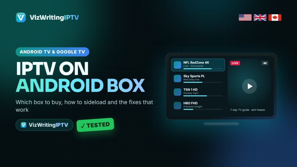 IPTV on an Android TV box and Google TV with VizWriting IPTV